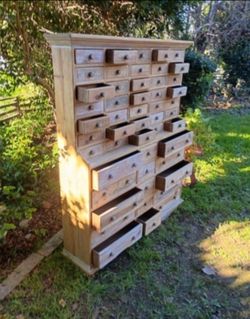 Apothecary Drawers 50  Cabinet  Natural Wood Solid Farmhouse Cutie 43" W X 12' D X 59 1/4" T