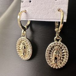 $20$ Gold Plated Earings Virgin Mary