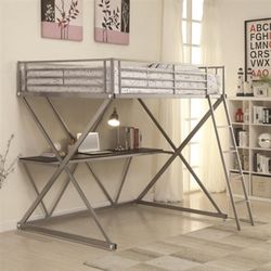 New! Silver Full Workstation Loft Bed with Desk $39 Down (NO CREDIT CHECK FINANCING)