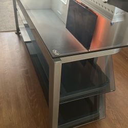 Modern Industrial Glass TV Stand / Entertainment Console