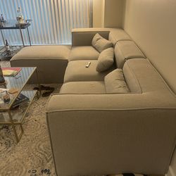 Modern Gray Sectional Sofa with Ottoman – West Elm Style 