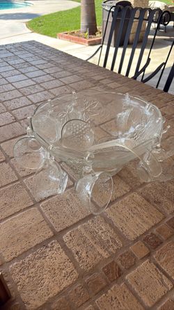Glass Punch Bowl Set with Cups