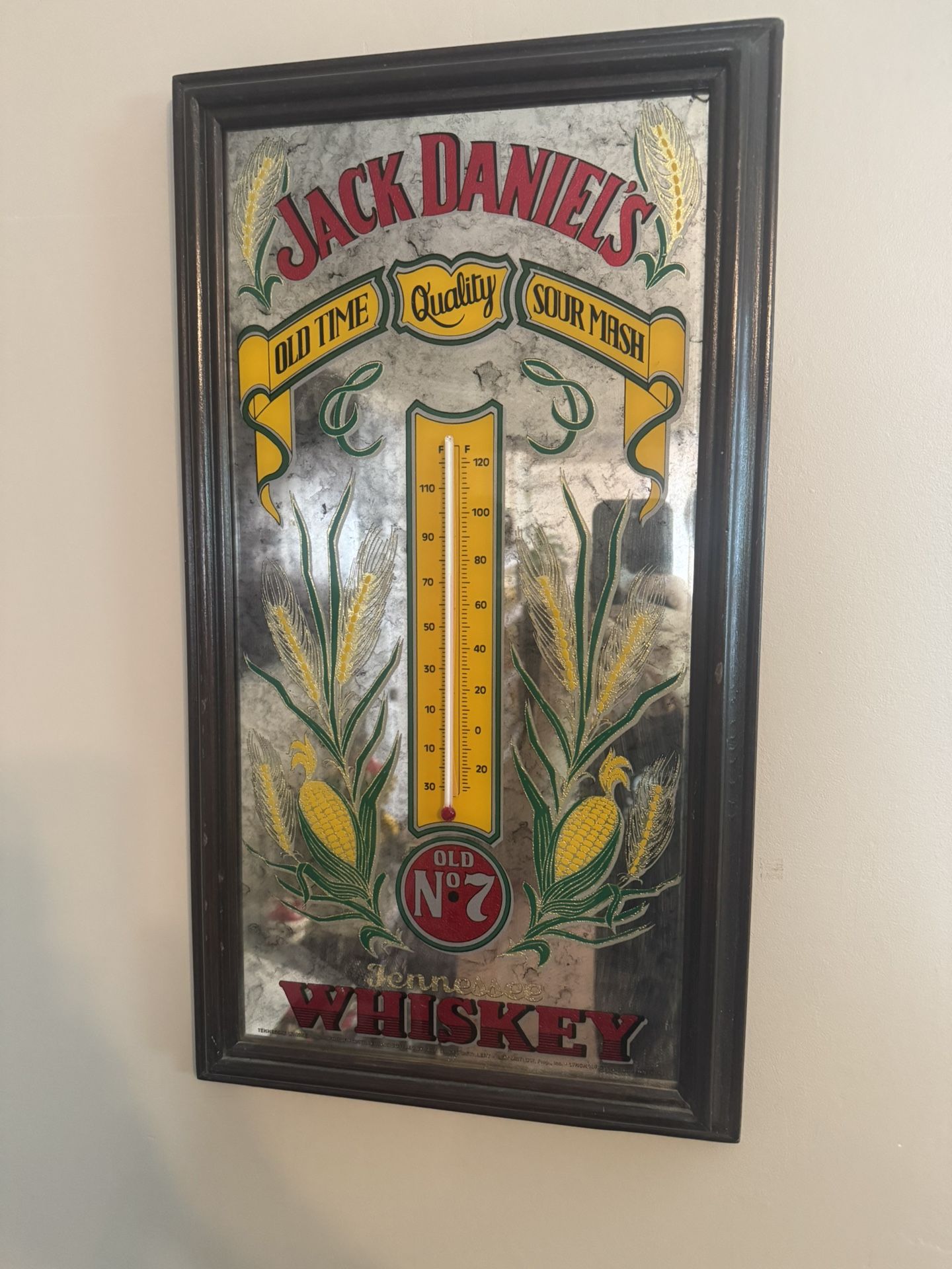 Wood Framed Jack Daniel’s Mirror/thermometer
