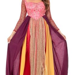 Women's Cosplay Dress Purple Witch Long Dresses Outfits Lace Up Halloween Costume