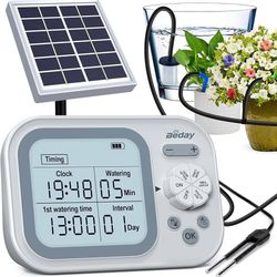 Solar Automatic Drip Irrigation System Houseplant Auto Self Watering Device Waterer for 15 Potted Plants Outdoor Indoor Garden Balcony Vacation While 