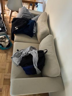 All used furniture in one go! A bed with a frame, small couch, 2 big sofas, two portable dressers, and one desk table