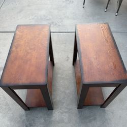 2 Brown Wooden End Tables 