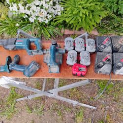 Bosch large tool bag, tools, batteries, and chargers
