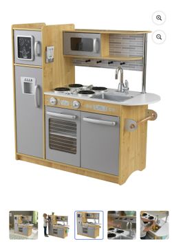KidKraft Uptown Natural Play Kitchen with Chalkboard & Towel Rack