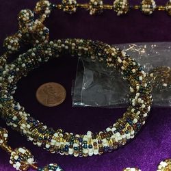 Glass Beaded Set, Necklace,  Earrings,  Bracelet 
