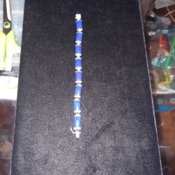 Sterling Silver Bracelet with Lapis Stone 
