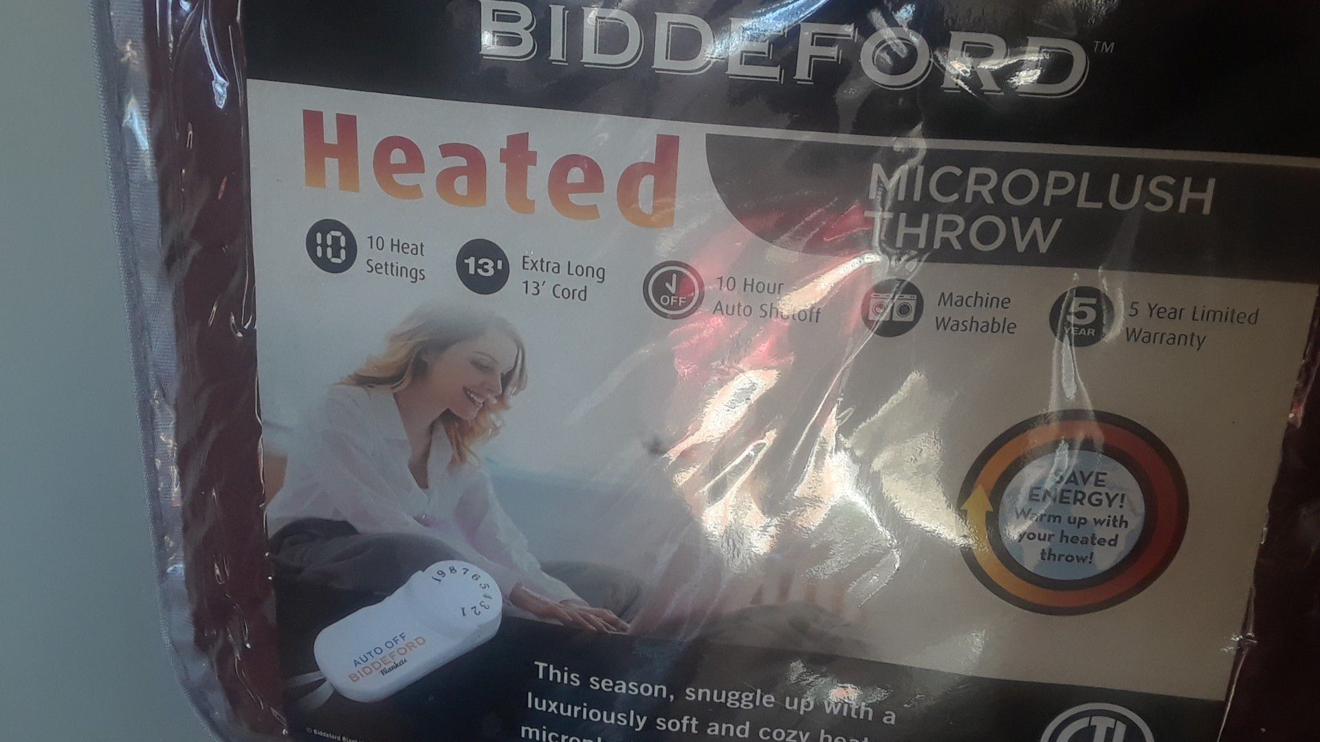 Biddeford electric microplush throw blanket