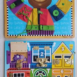 Melissa & Doug Basic Dressing Skills Board AND Melissa & Doug Basic Skills Puzzle Board