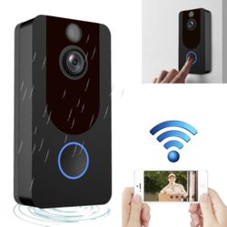 V7 Standard Edition 1080P Full HD Weather Resistant WiFi Security Home Monitor Intercom Smart Phone Video Doorbell without Dingdong Machine, Support T