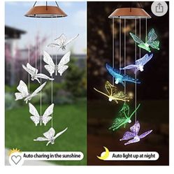 Solar Wind Chimes Outdoor Butterfly Windchimes 