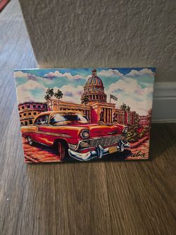 Vintage Miniature Cuba Canves Art