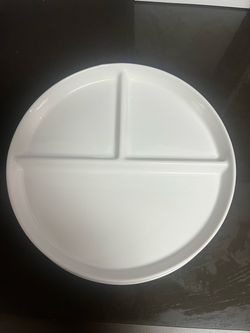 White Ceramic Divided Dinner Plate – Set of 4
