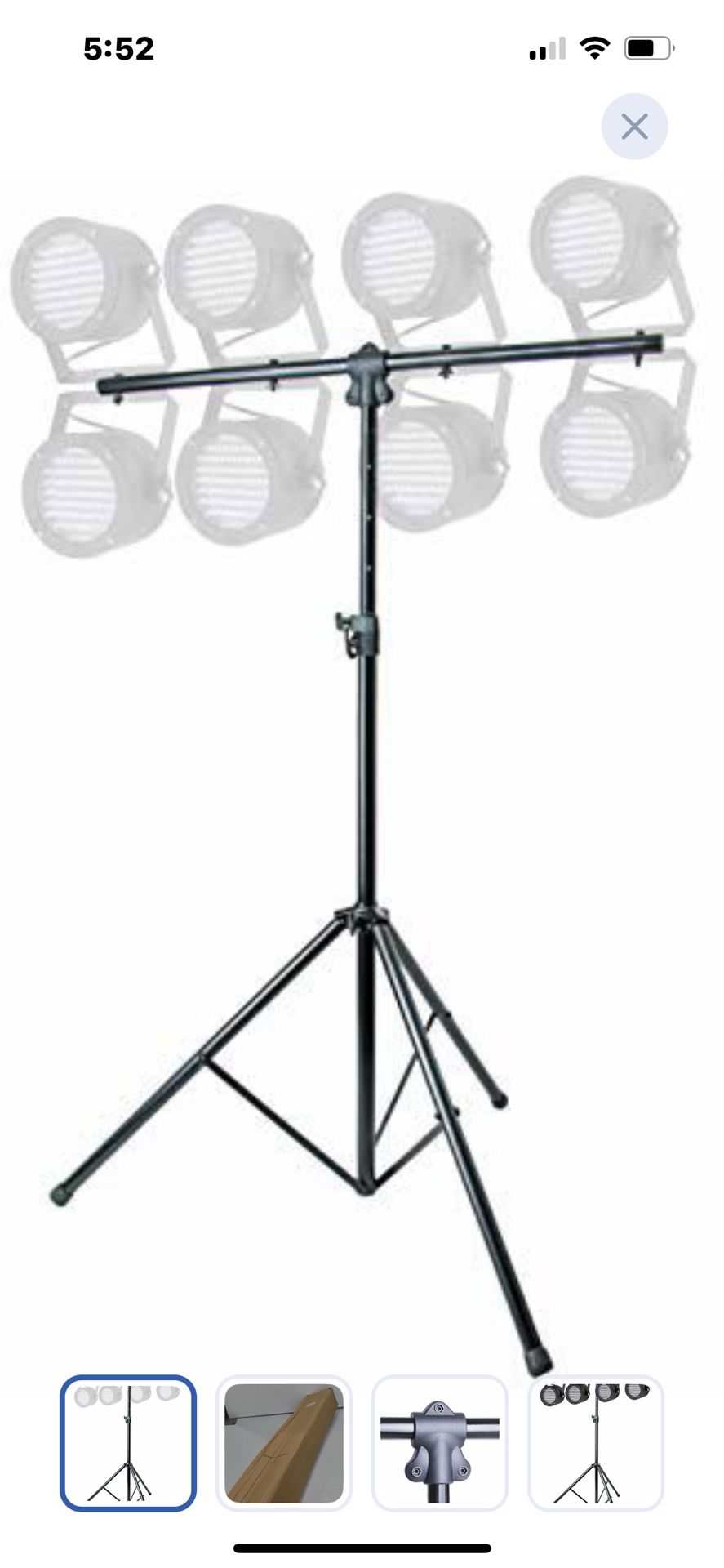“New”Duramex 9ft Light Bar Tripod Stage Light W/4ft T Bar For 8 Lights(black)retail$99