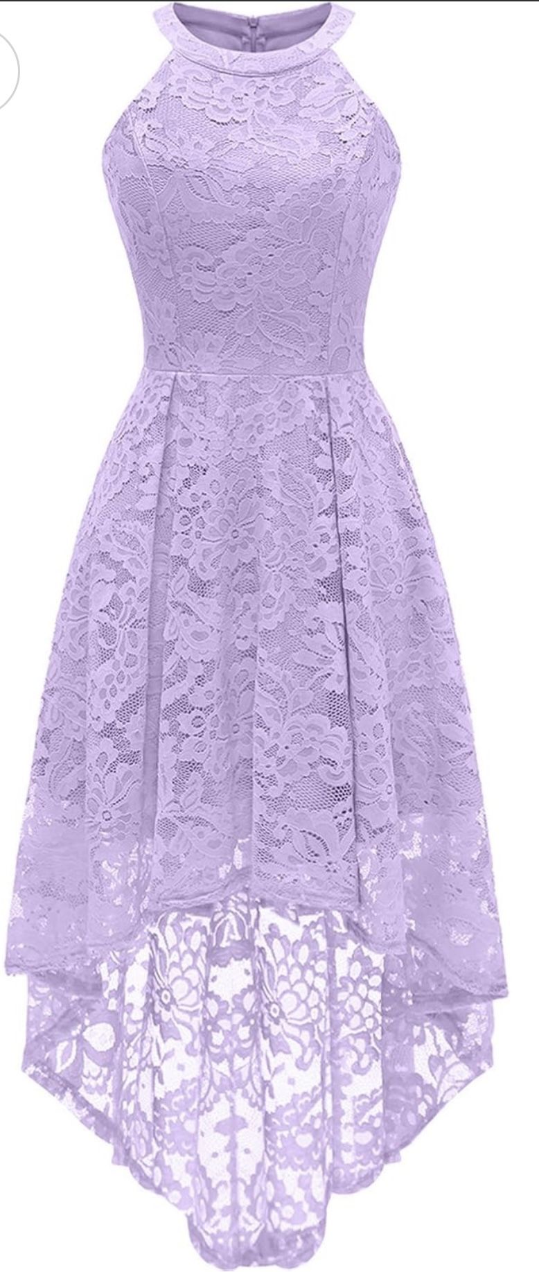 Halter Lace bridesmaid Hi-Low Dress