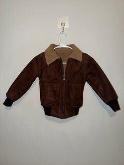 Kids brown faux suede sherpa aviator bomber jacket 6