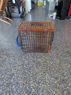 Wicker Picnic Basket with Leather Straps