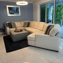 Sofa With Sofa Bed (Austin White Fabric Large Right Cuddler Sectional)