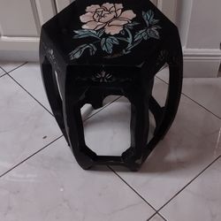 Old Wood Lacquer Stool Garden,17" H x 10" Wide.