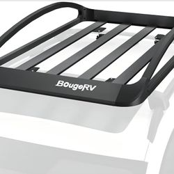 BougeRV 64''x40''x8'' Aluminum Roof Basket Anti-Rust Lightweight Universal Roof Rack Basket Rooftop Cargo Carrier with Wind Fairing, Fit for SUV Truck