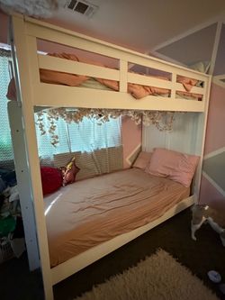 White Wood Twin Bunk Bed Frame