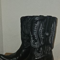 Montana High Quality Mens Montana Men’s Black Leather Western Boots – Size 8D, Pointed Toe