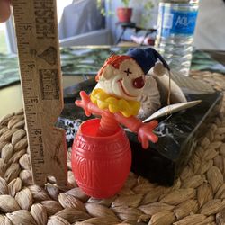 VTG CHRISTMAS CLOWN IN A BARRELL TREE ORNAMENT 