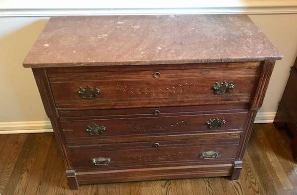 Antique Dresser with Red Marble Top
