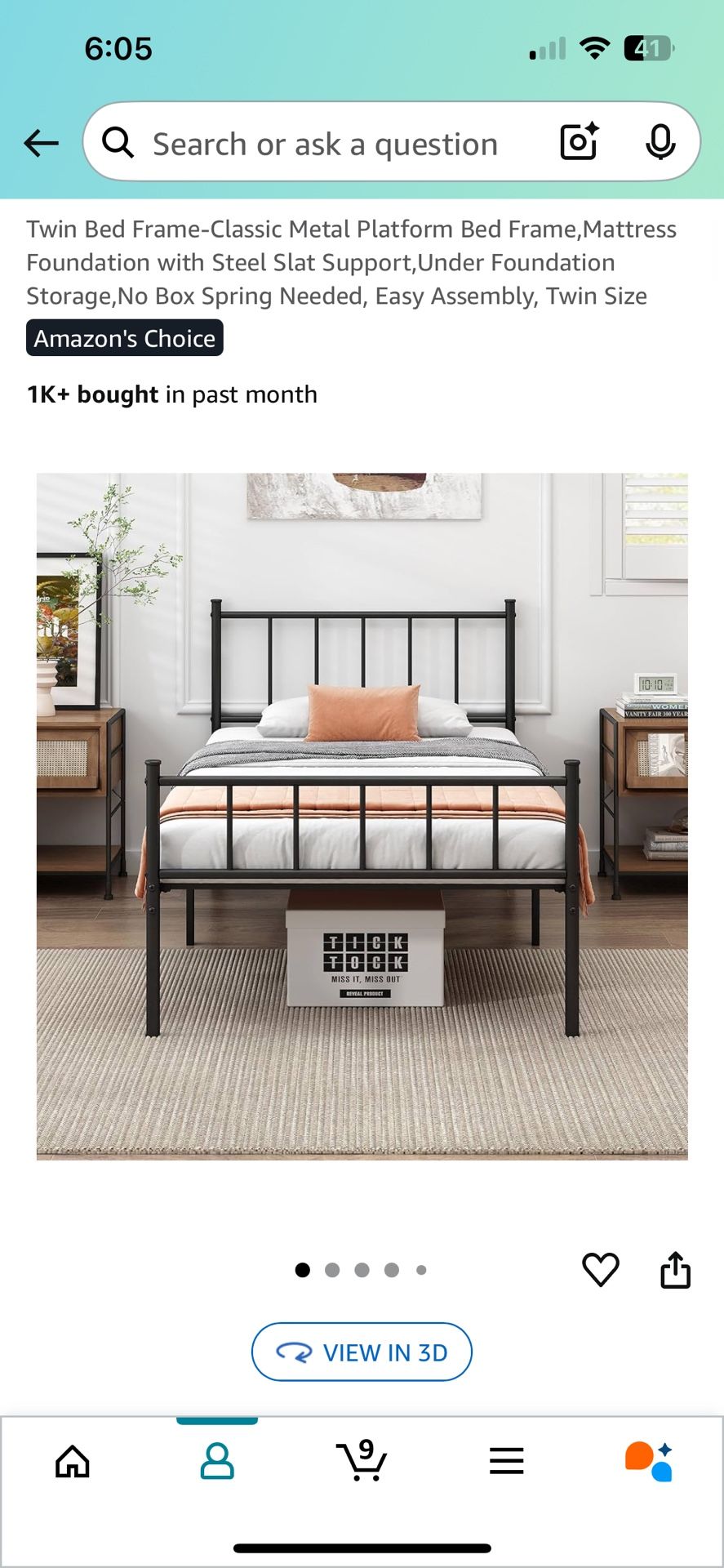 Twin Bed Frame-Classic Metal Platform Bed Frame- NEW In Box