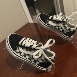 Vans lowtop laced checkered Light Blue And black kids 10.5