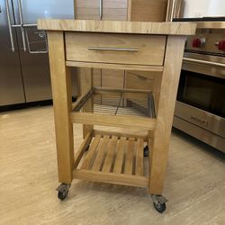 Chris & Chris rolling butcher block kitchen cart and prep station