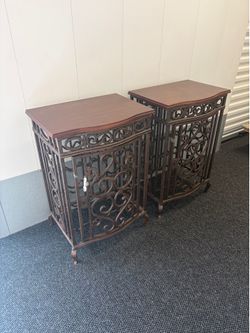 Cast Iron & Wood Top Wine Racks