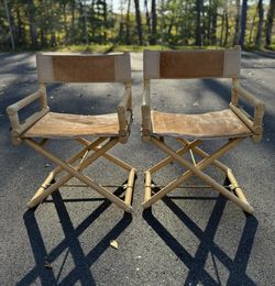 Pair of McGuire Bamboo & Raw Hide Director's Chairs