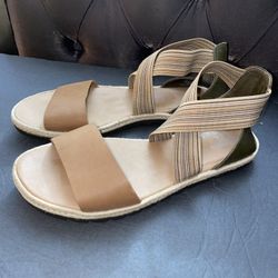 Sorel Leather Elastic Strap Ella Sandals Size 9.5 Women’s Shoes NL4046-242