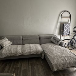 Homepoint Development Limited Marquez 2-Piece Right Facing Stationary Sectional with Chaise in Gray Fabric