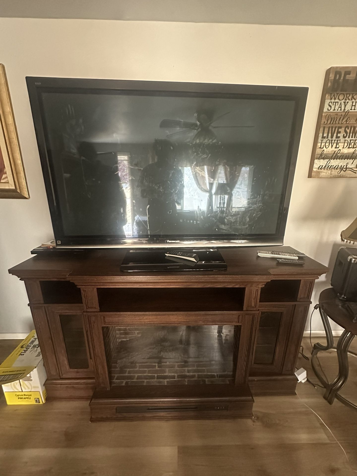 Brand New Fire Place and/or Panasonic Flat Screen Tv