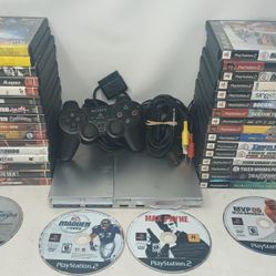 Sony PlayStation 2 Slim + 36 Games Controller Scph-90001 Ps2