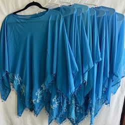 1 (one ) BALI GIRL BLUE SEE THOUGH TOP SEER COVER BLOUSE -works For POOL PARTY ‼️ ALL 8 For $99 ‼️ Or 1 For $15 ‼️