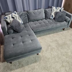 Free Delivery: Modern Velvet Sectional Couch Sofa