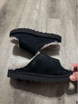 UGG BLACK CLASSIC SHEEPSKIN GREENPORT SLIDE SLIPPERS WOMEN US 6