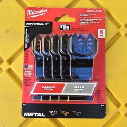 Milwaukee
1-3/8 in. Carbide Universal Fit Extreme Metal Cutting Multi-Tool Oscillating Blade (5-Pack)