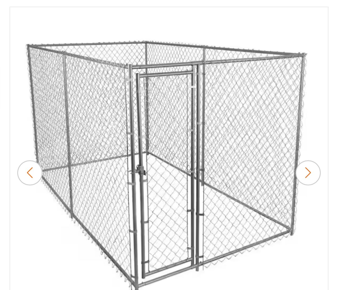 6 ft. H x 6 ft. W x 10 ft. Long Outdoor Chain Link Galvanized Steel Dog Kennel