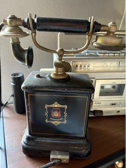 Antique 1900s Danish Jydsk Hand – Crank “Tin Box” Telephone – OBO