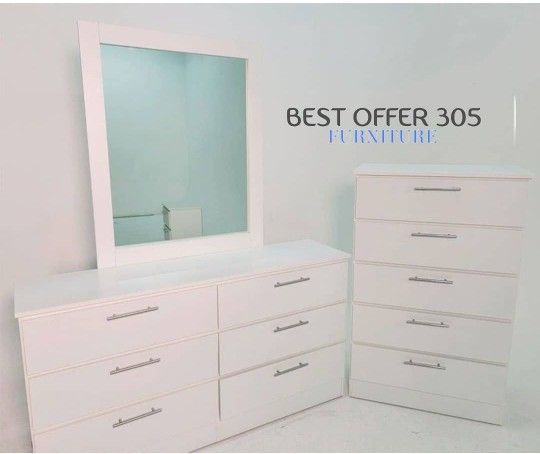 Dresser Whit Mirror And Chest Cómoda Con Espejo Y Gavetero