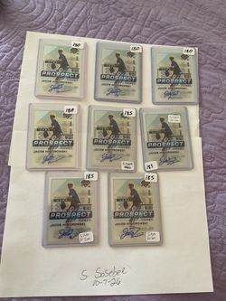 2024 Panini Prosoect Edition Jacob Misiorowski 8 card auto lot. 4 standard autos and 4 silver holo versions. Below comps Get now before they are in