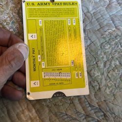 Vintage 1969 Milliyary Pay Rule With Slide Card Amazing Shape Word War 2 